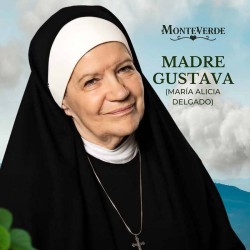 María Alicia Delgado como la madre Gustava Río Seco en la telenovela Monteverde.